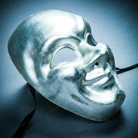 Silver Jester Venetian Halloween Masquerade Mask - Picture 3 of 5